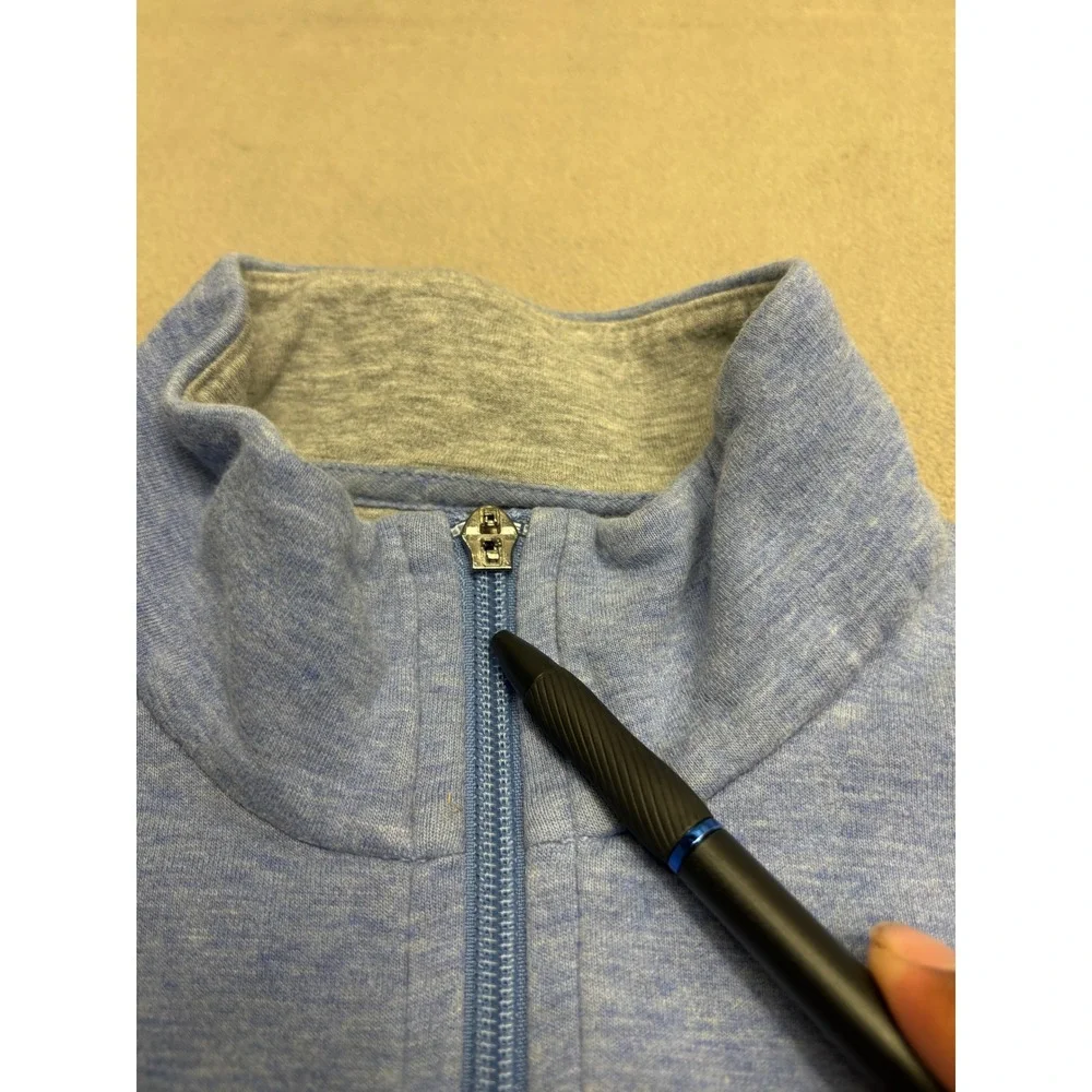 Polo Ralph Lauren Mens Medium Light Blue Heather Quarter Zip Pullover Sweater